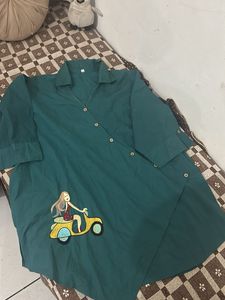 Green Embroidered Tunic Top