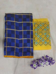 Blue Yellow Saree