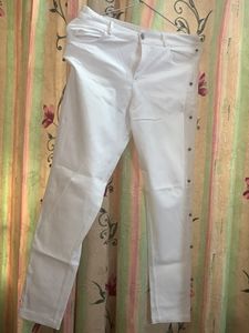 White Sassafras Jeans With Shiney Silver Grey Bead