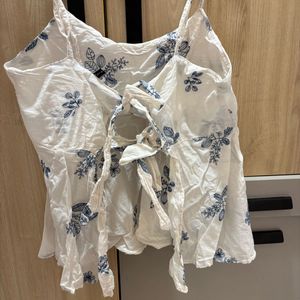 White Floral Embroidered Tank Top
