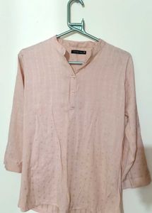 Peach Pointelle Detail Blouse