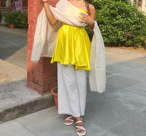Yellow Tube Kurta with Palazzo