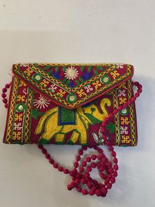 Embroidered Elephant Clutch