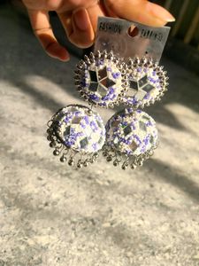 New Collection Jhumka (White &amp; Lavender)
