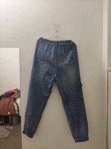 Blue Denim Cargo Joggers