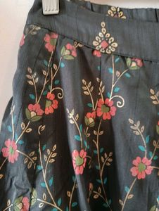Global Desi Black Floral Ethnic Skirt
