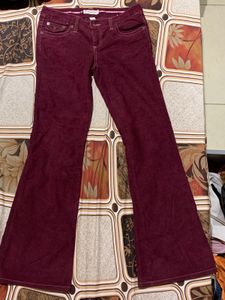 Maroon Flare Leg Jeans