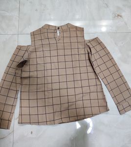 Cold Shoulder Beige Top