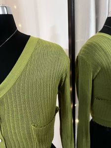 Green Full Sleeve Ribbed Top