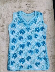 Blue Embroidered Top