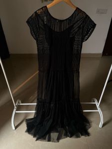 A-LINE MESH TIERED MAXI DRESS