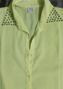 LIME GREEN CUT SLEEVES FORMAL SHIRT!!!!!!!