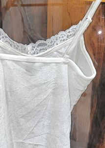 Coquette White Lace Trimmed Spaghetti Top