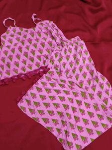 Cute Pink Floral Pajama Set