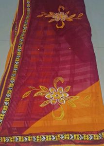 Elegant red and mustard Saree