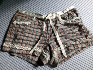 Vintage Plaid Lace Trim Shorts