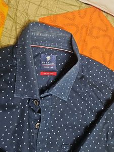 Blue Dotted Casual Shirt
