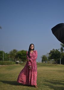 Beautiful Cutout Floral Red Dress