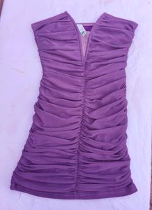 Purple Ruched Bodycon mini Dress