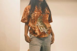 Tiger Print Button-Down Shirt