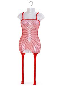 Women’s Red Fishnet Bodystocking