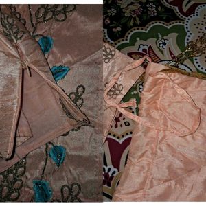 90% Off 💥 Heavy Embroidery Sky Blue Peach Lehenga