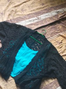 Handloomed Black Shrugs With Inner