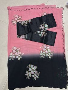 Elegant Black &amp; Pink Saree