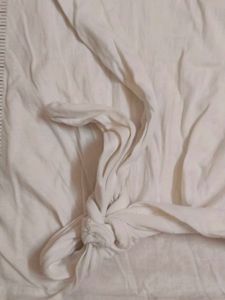 Floral Embroidered White Top With Tie