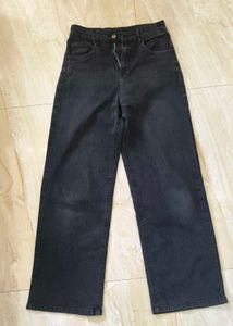 Black Wide Length Jeans
