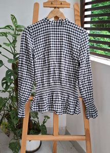 H&M Gingham Peplum Top