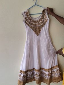 Pure White Anarkali Top