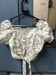Floral White Crop Top