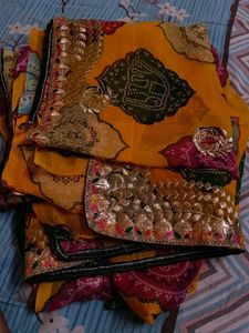 Malti Clr Chunri Saree Jari Work