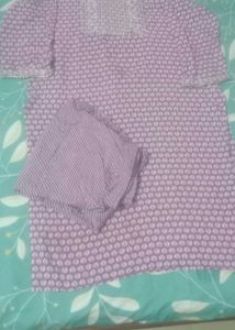 Embroidered Lavender Kurta
