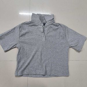 Grey Ribbed Top