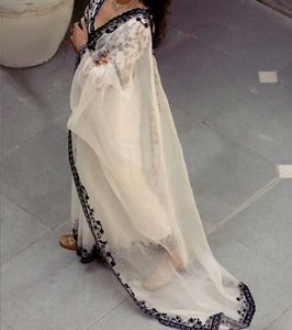 Elegant White &amp; Black Georgette Saree