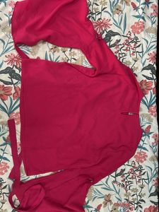 Hot Pink Wrap-Style Women’s Top – Elegant &amp; Trendy