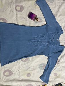 Blue Cotton Short Kurti