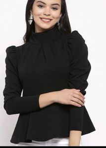 KASSUALY BLACK PEPLUM TOP