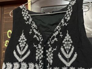 Embroidered Black Vest