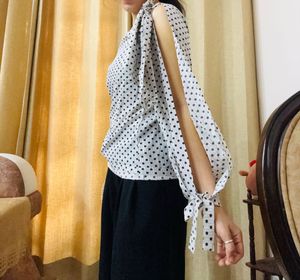 Unused One Shoulder Polka Dot Top