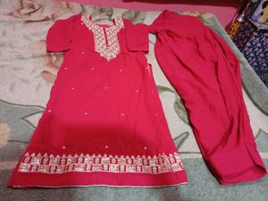 Red Embroidered Salwar Suit