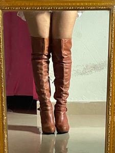 Pure Leather Brown Knee High Boots