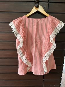 NEW abof Cute Pink Crochet Top
