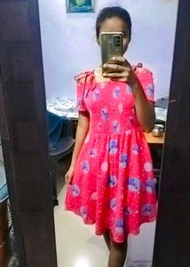Pink Floral Smocked Dress