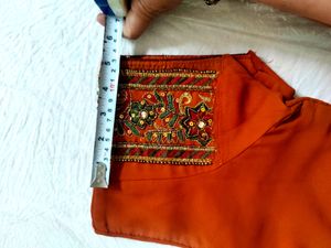 Orange Embroidered Paisley Saree