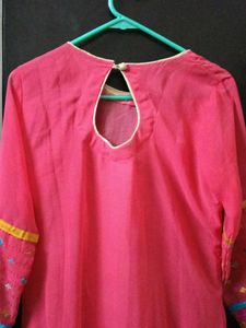 rose pink kurta set with heavy dupatta