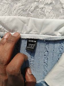 Shein Stylish Blue Knit Sweater Vest