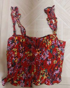 Beach Style Red Top  Crop